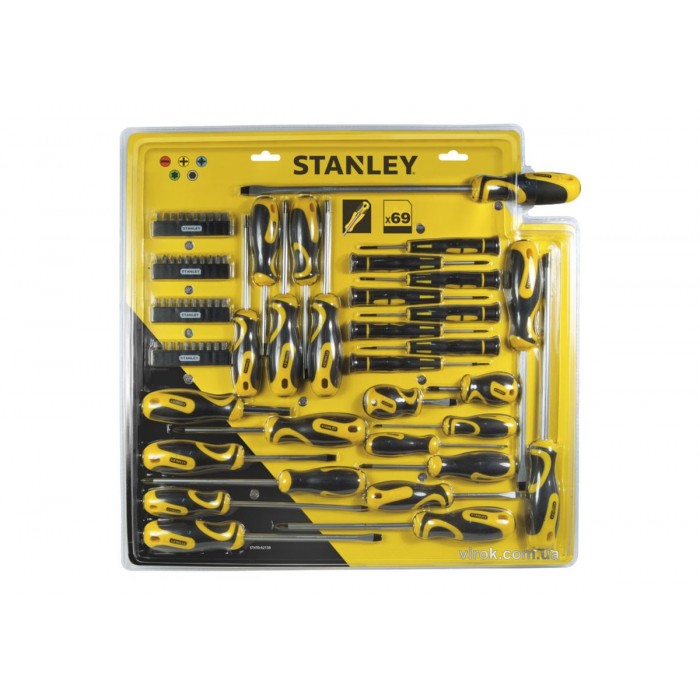 (DW) Набір викруток і насадок STANLEY : Cr-V, 69 елем.