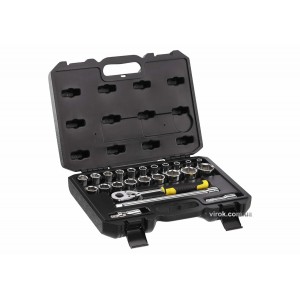 Набір головок торцевих STANLEY : 1/2", з інструментами, в пластиковому футлярі, 24 шт.