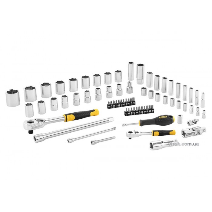 Набір головок торцевих і викруткових насадок STANLEY : 1/4", 1/2", з інструментами, в футлярі, 72 шт