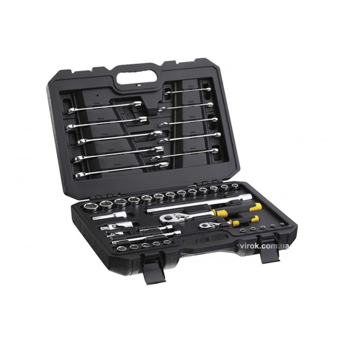 Набір головок торцевих і ключів STANLEY : 1/4", 1/2", з інструментами, в футлярі, 41 шт.