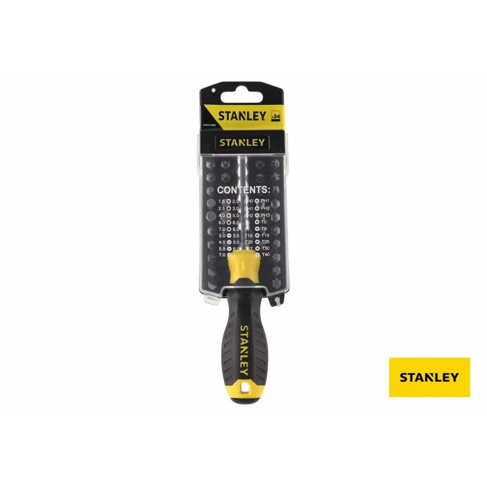 Викрутка тримач насадок HEX 1/4" STANLEY з насадками : компл. 34 шт.