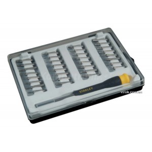 Викрутка-тримач з прецизійними насадками STANLEY : SL, PH, HEX, TORX, в футлярі, 17 шт