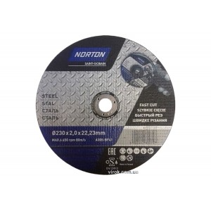 Диск відрізний по металу NORTON-DIY; Ø= 230/ 22,2 мм, h= 2,5 мм