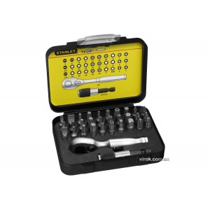 Набір викруткових насадок STANLEY "Expert" з міні-тріщаткою і магнітним тримачем ¼", 32 шт.