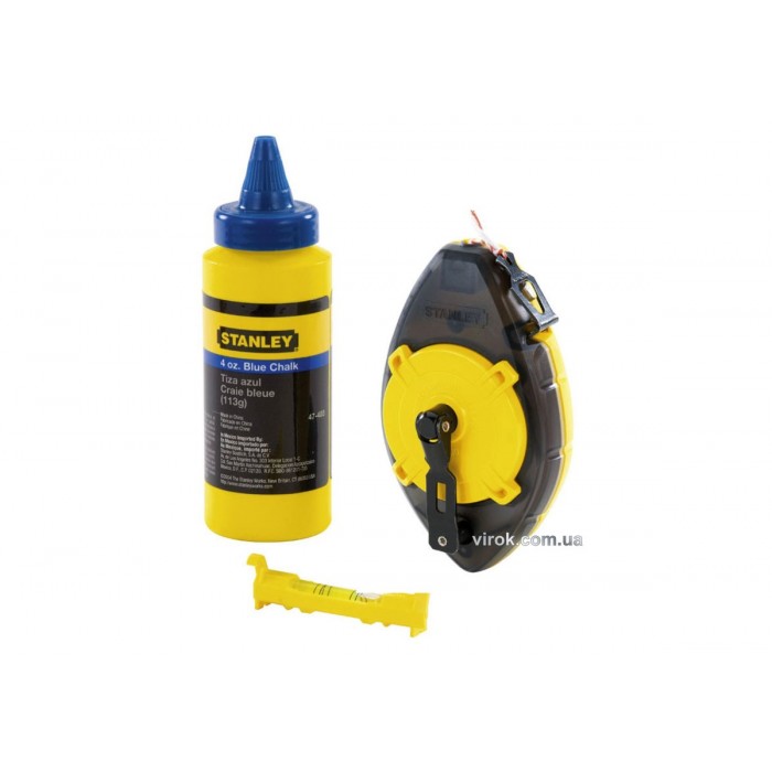 Шнур для розмітки STANLEY " PowerWinder ", в комплекті, 30м, крейдяний порошок 45г, Підвісний рівень