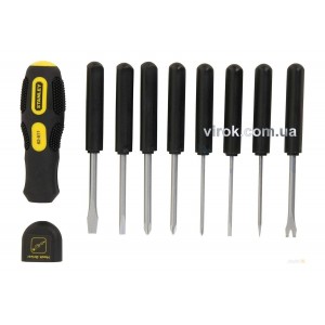 (DW) Викрутка STANLEY "Multifunctional" : 8 насадок, (Комплектація 9 шт.)