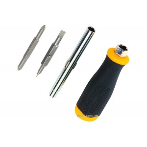 Викрутка STANLEY "6 Way" : насадки двосторонні PH1/PH2 1 шт, SL4,5/SL6 1 шт. подовжувач 6x8 мм