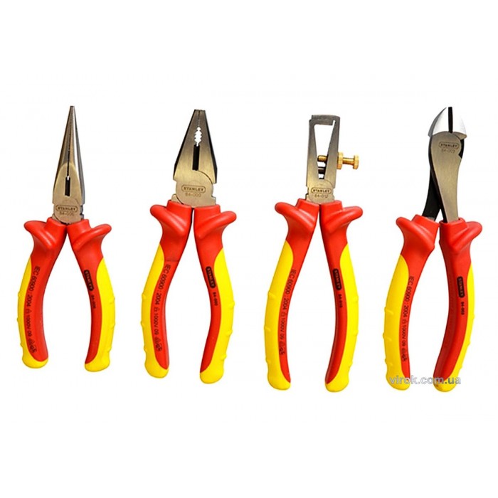 Набір діелектричних інструментів STANLEY "MaxSteel": плоскогубці, бокорізи, кліщі, 4 шт.