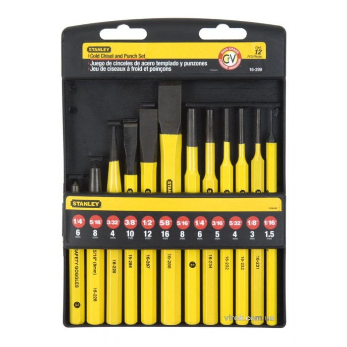 Набір Зубила і пробійники слюсарні STANLEY. 12 шт.