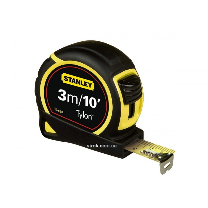 Рулетка STANLEY "Tylon" : 3 м х 12,7 мм (Мет/Дюйм) ергон. корпус пластик+еластом., Tylon покриття