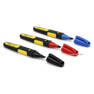 Набір маркерів STANLEY "FatMax" зі стійкими чорнилами (чорний,черв.синій), кпл. 3 шт.