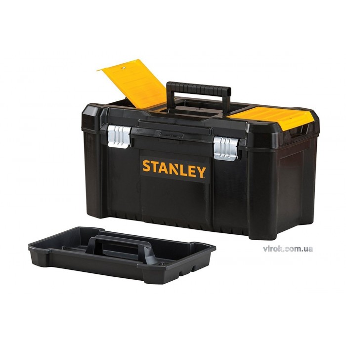 Ящик для інструментів STANLEY : 19", пластиковий, комірки в кришці, метлеві защіпки, 480х250х250 мм