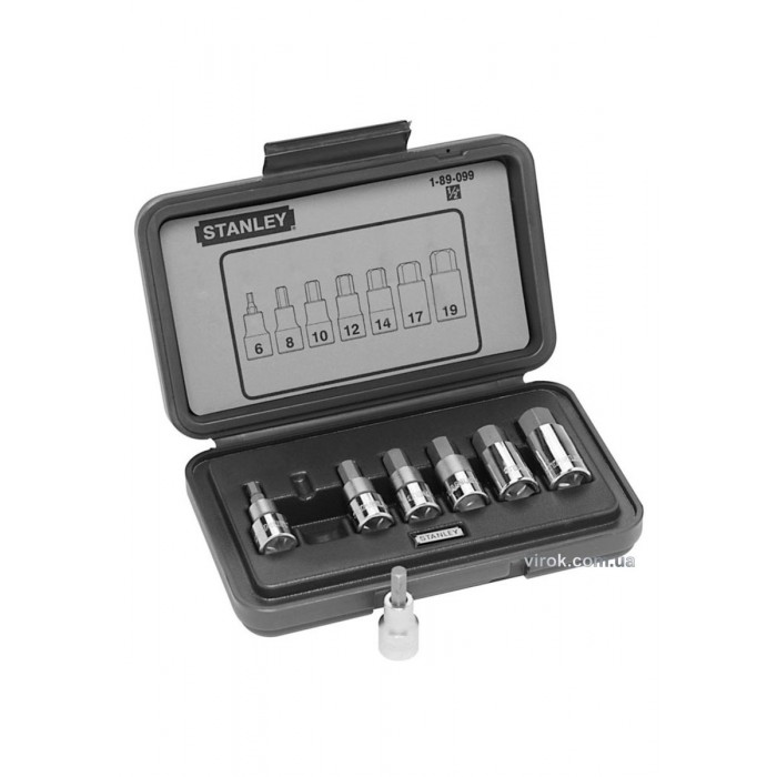 Набір головок торцевих STANLEY 1/2" з насадками 6-гранними М6-19 мм, 7 шт.
