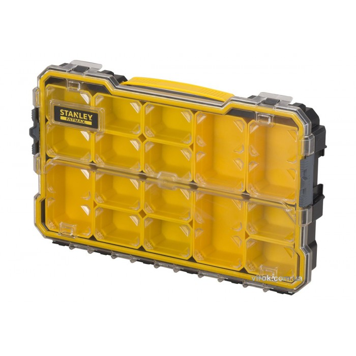 Органайзер 2/3 мілкий з прозорою кришкою Stanley "Fatmax Pro"; 14 лотків, 43х 27х 6,4 см