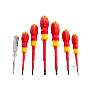 Набір викруток діелектричних STANLEY : індикатор, SL, PZ, VDE до 1000 В, 7 шт