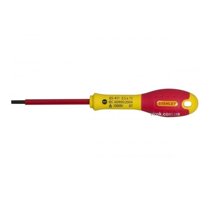 Викрутка плоска діелектрична ізольвана STANLEY "FatMax" : шліц SL3,5 х 75 мм, корпус VDE до 1000V
