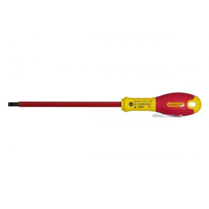 Викрутка плоска діелектрична ізольвана STANLEY "FatMax" : шліц SL4 х 100 мм, корпус VDE до 1000V