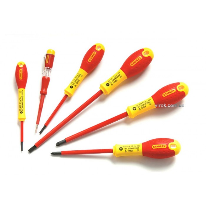 Набір викруток діелектричних STANLEY "FatMax" : індикатор, PZ, SL, корпус VDE до 1000V. [6 Шт.]