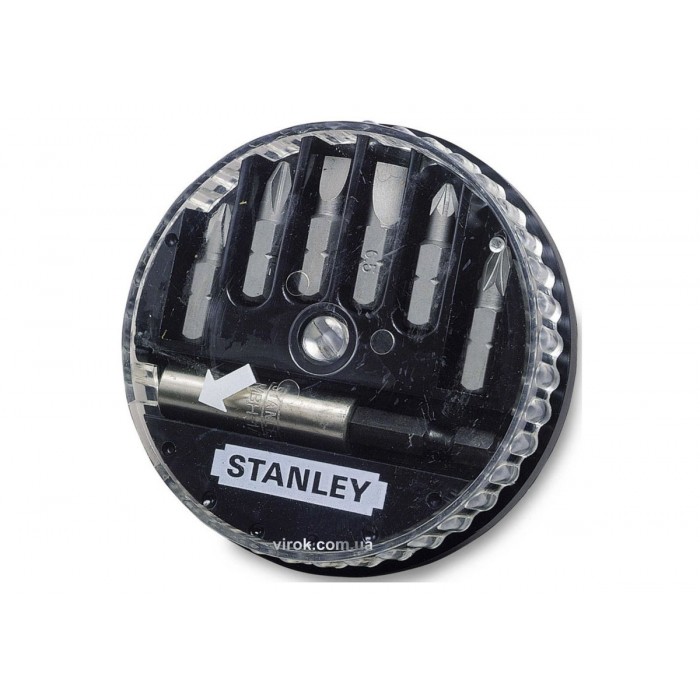 Набір насадок викруткових STANLEY : (SL5-6,5 PH0-1-2 PZ1-2), магнітний тримач 1/4". 7 Шт. DW