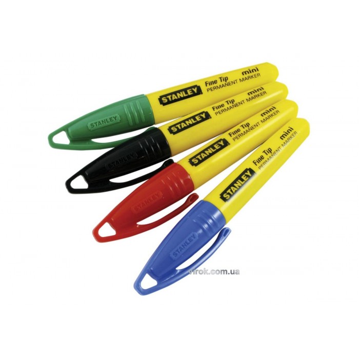 Маркери перманентні STANLEY : кольорові з загостреним наконечником. 4 (Шт/Уп.)