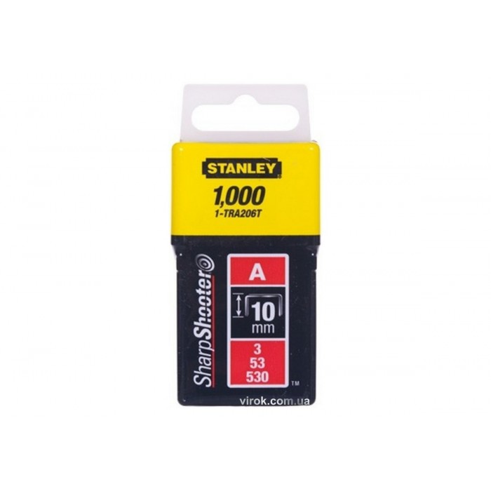 Скоби для степлера STANLEY тип (А) h= 10 мм, 1000 шт. "Light Duty"