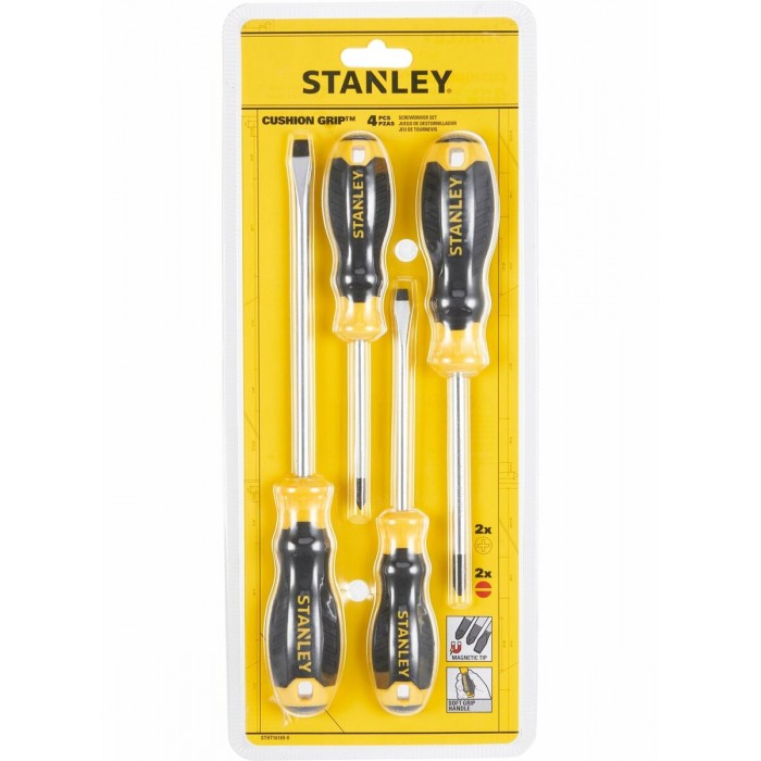 Набір викруток STANLEY "Cushion Grip S/DRIVER" : 4 шт прецизійні