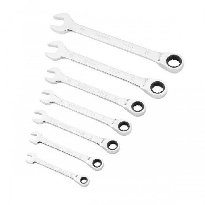 Ключі комбіновані з тріщаткою STANLEY : М8 - М19, хром-ванадієві, компл. 7 шт.