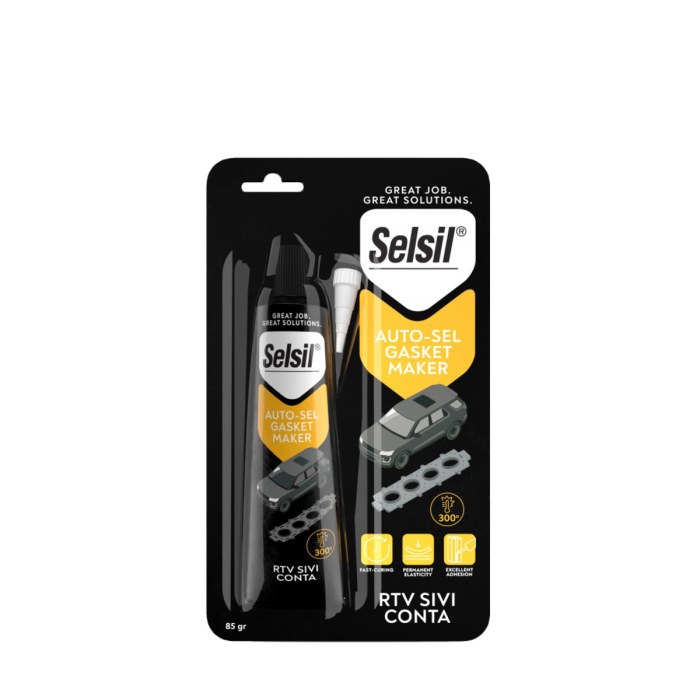 Герметик силіконовий термостійкий SELSIL Тюбик (ЧОРНИЙ) для  автомобілів, 85 гр [24]