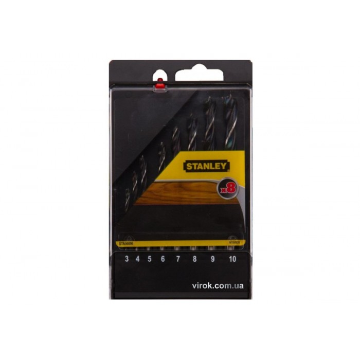 Набір свердл по дереву STANLEY : Ø= 3-10 мм. 8 шт.