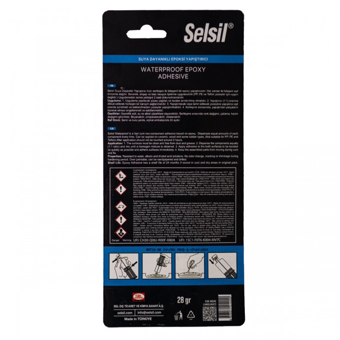 Клей 2-компонентний епоксидний SELSIL "5 хв" водостійкий швидкий,  28 гр [12]