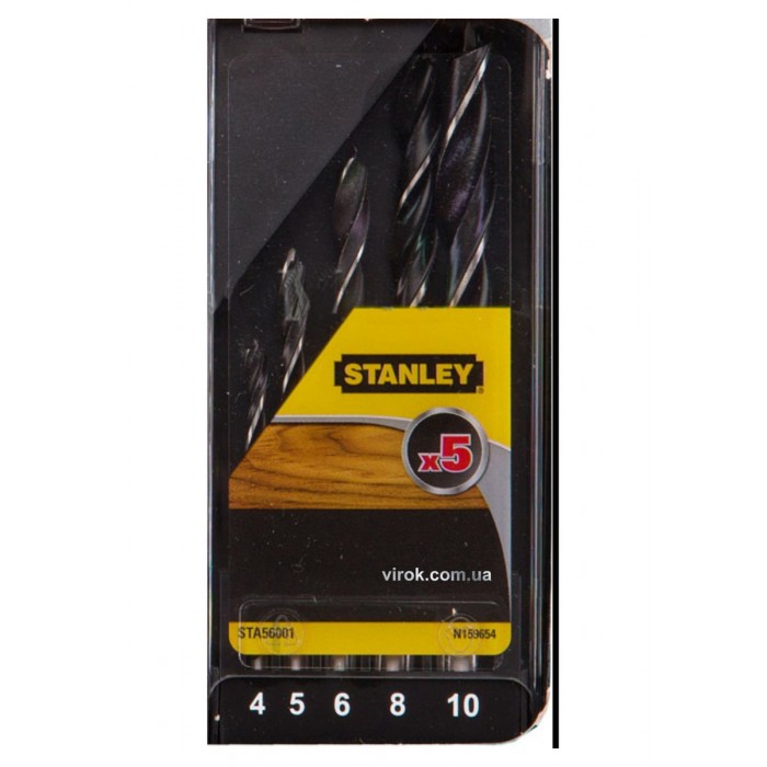 Набір свердл по дереву STANLEY : Ø=4-10 мм, компл. 5 шт.