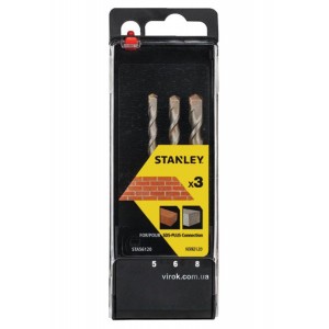 Набір свердл по бетону STANLEY : SDS+, Ø= 5, 6, 8 мм. 3 шт.