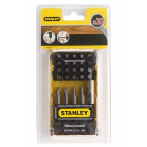 Набір насадок викруткових STANLEY : SL/РH/PZ/TORX/HEX, L= 25 мм, магніний тримач L= 60 мм. 30 шт.