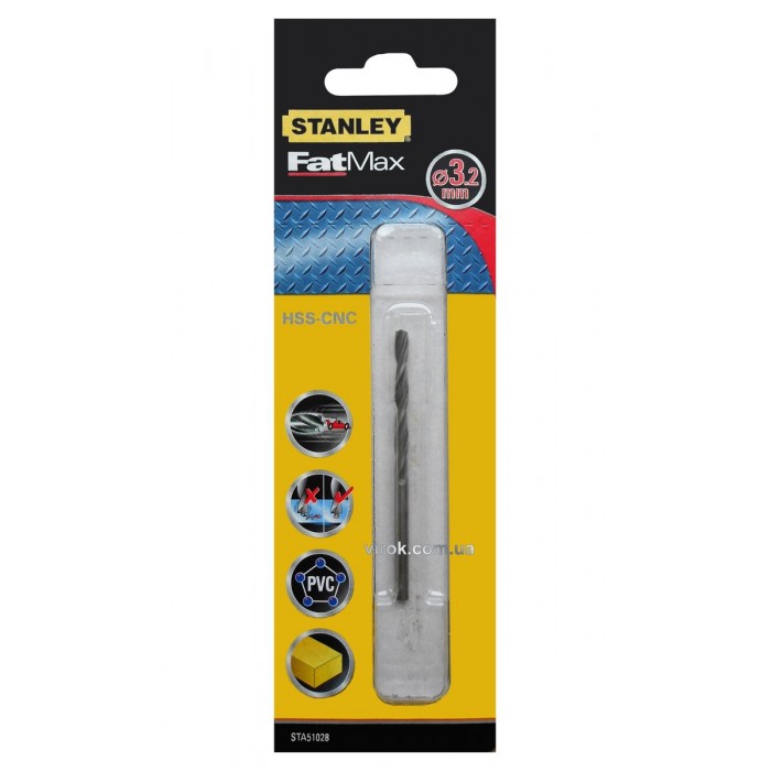 Свердло універсальне швидкісне STANLEY : Ø= 3,2 мм. (метал/дерево/пластик)