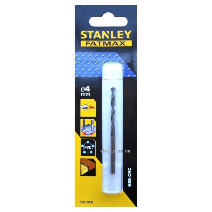 Свердло універсальне швидкісне STANLEY : Ø= 4 мм. (метал/дерево/пластик)