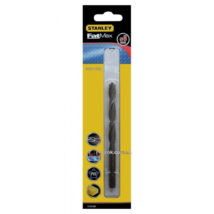 Свердло універсальне швидкісне STANLEY : Ø= 8 мм. HSS-CNC. l= 117/75 мм(метал/дерево/пластик)