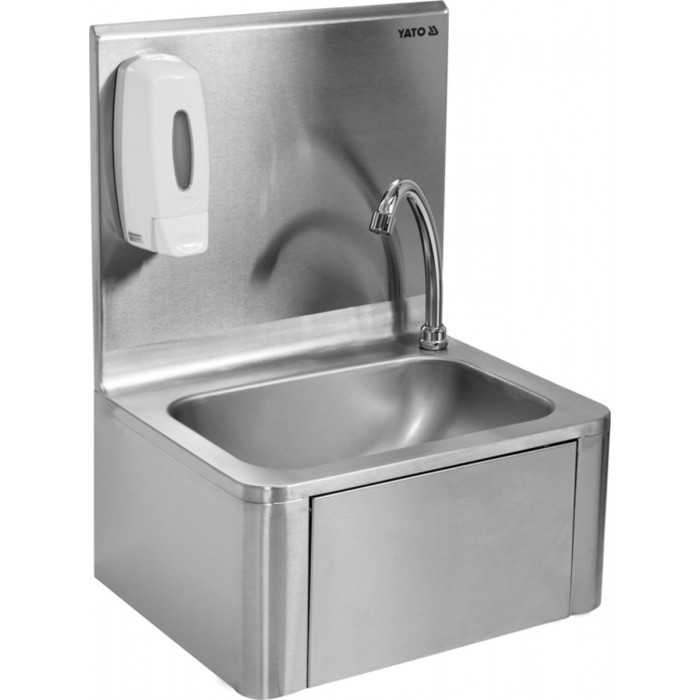 Умивальник для рук, який вмикається коліном з нержавіючої сталі YATO 330 х 400 х 570 мм