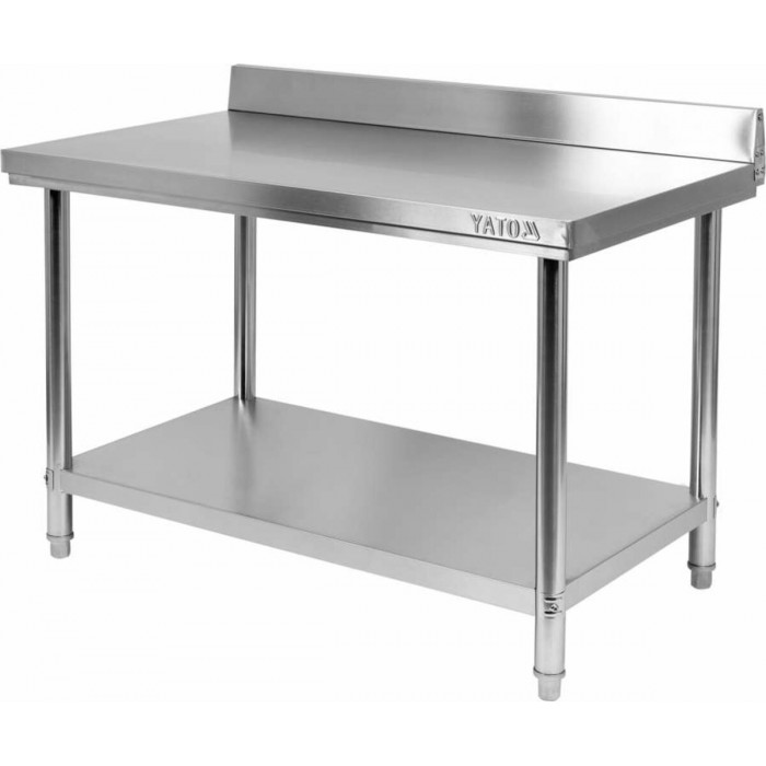 Стіл робочий харчовий розкладний, 120х 60х 85 см з полицею, з нержавійочої сталі