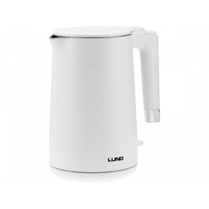 Електрочайник з термостатом з нержавіючої сталі LUND 1,5 л білий, 2200 Вт, живлення від мережі 230 В