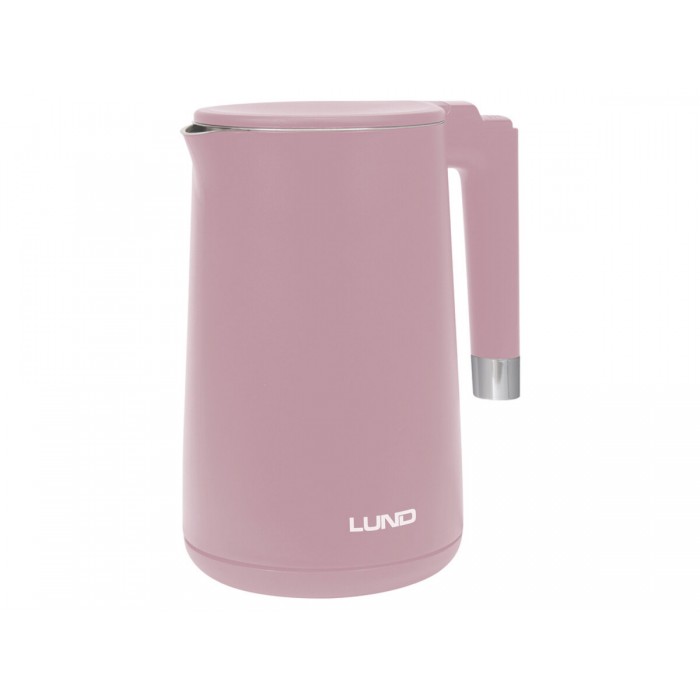 Електрочайник з термостатом з нержавіючої сталі LUND 1,5 л, розовий, 2200 Вт, живл від мережі 230 В