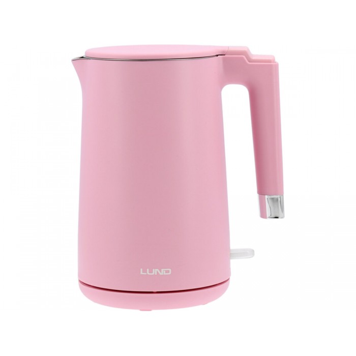 Електрочайник з термостатом з нержавіючої сталі LUND 1,5 л, розовий, 2200 Вт, живл від мережі 230 В
