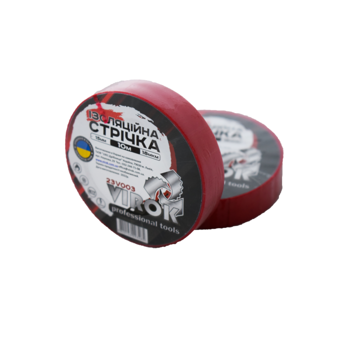Стрічка ізоляційна VIROK : 15 мм х 10 м x 0,18 мм ЧЕРВОНА [15/240]