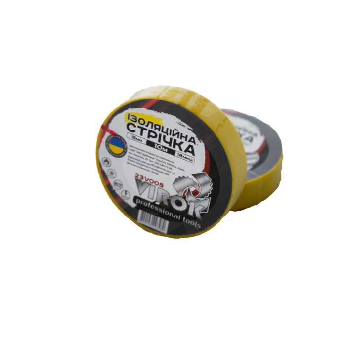 Стрічка ізоляційна VIROK : 15 мм х 10 м x 0,18 мм  ЖОВТА [15/240]