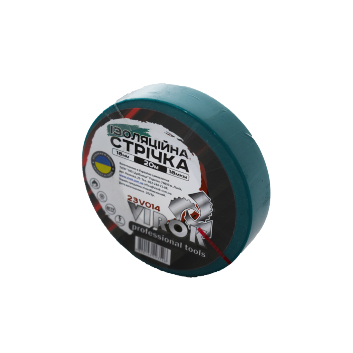 Стрічка ізоляційна VIROK : 18 мм 20 м x 0,18 мм ЗЕЛЕНА [156]