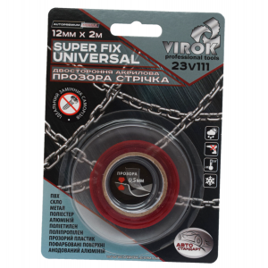 Стрічка 2-стороння акрилова VIROK Super Fix Universal: 12 мм х 2 м [30]