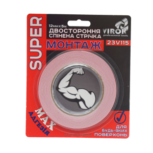 Стрічка 2-стороння спінена VIROK Moment Fix: 12 мм х 5 м [10]