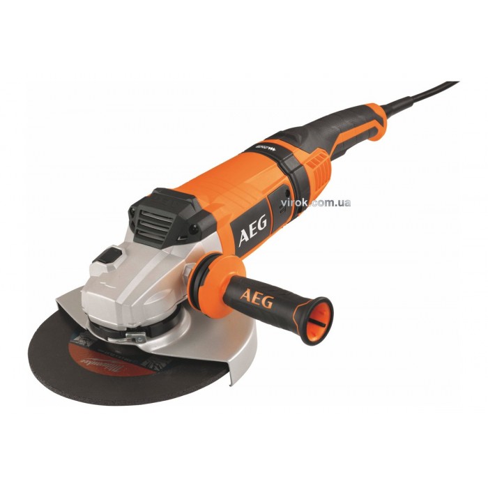 Шліфмашина кутова мережева AEG : Ø= 230 мм, 2400 Вт, 6600 об/хв, обертове- 180° руків'я + кейс