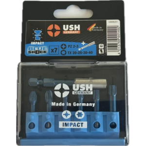 Набір насадок викруткових Blueshock USH: 1/4", PZ2-3; T20-25-30-40, магнітний тримач, 7 елем.