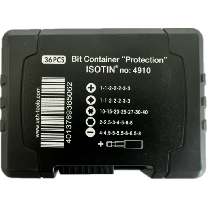 Набір насадок викруткових Isotin USH: 1/4", PH-PZ-Torx-HEX-SL + магнітний тримач, 36 елем.