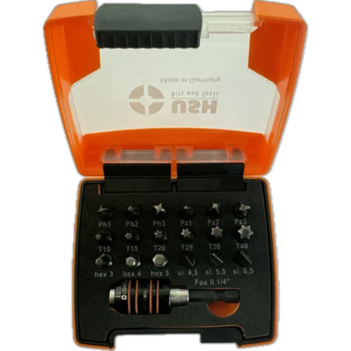 Насадки викруткові USH Industry: з магнітним тримачем, PH, PZ, SL, Torx, HEX, 19 ел